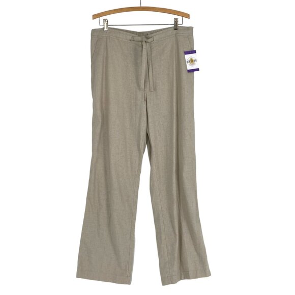 Havanera Mens L 36-38 Beige Linen Chino Pants Pockets Button Fly Closure Casual - Picture 1 of 13